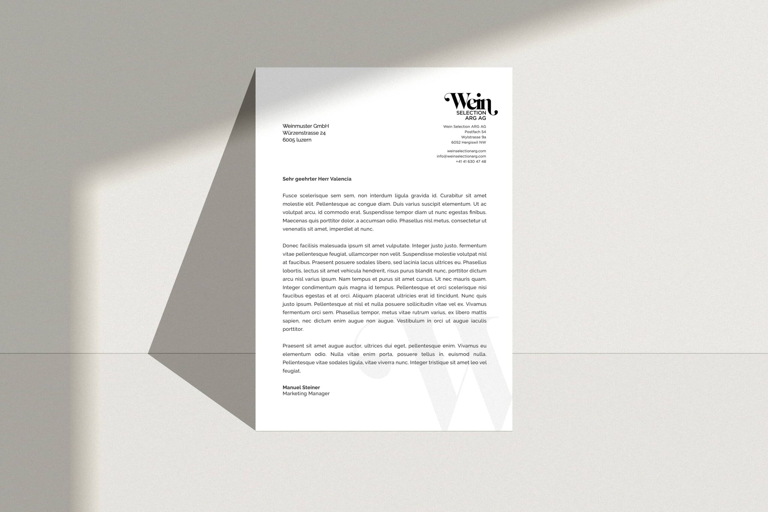 Briefpapier von Wein Selection ARG