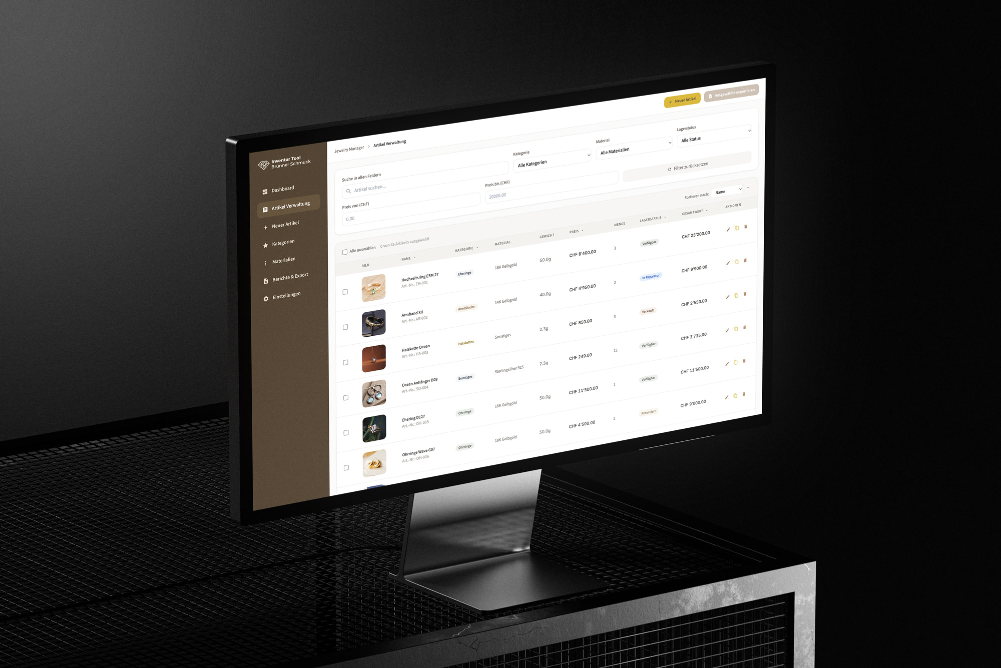Inventar-Software auf einem iMac