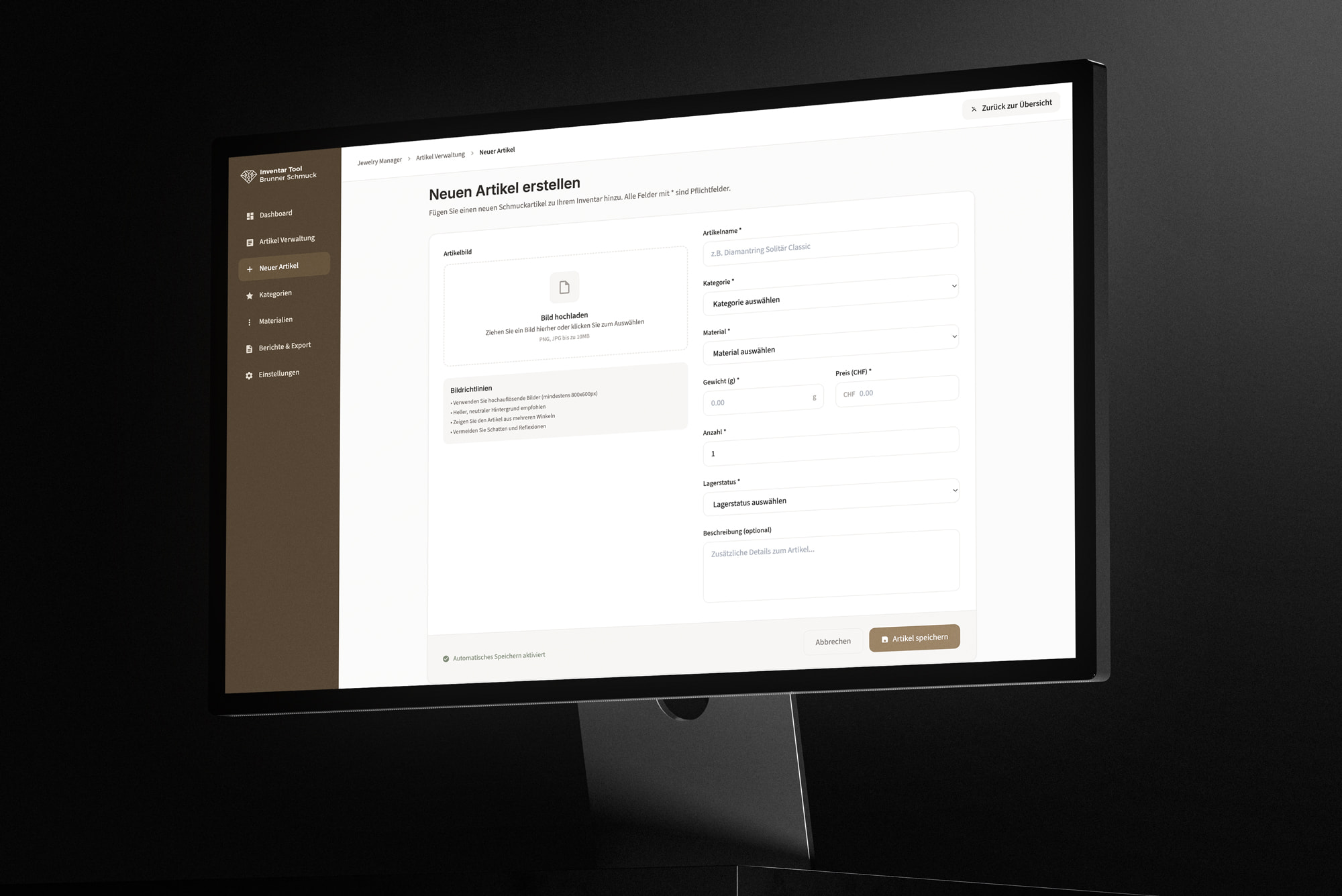 Inventar-Software auf einem iMac