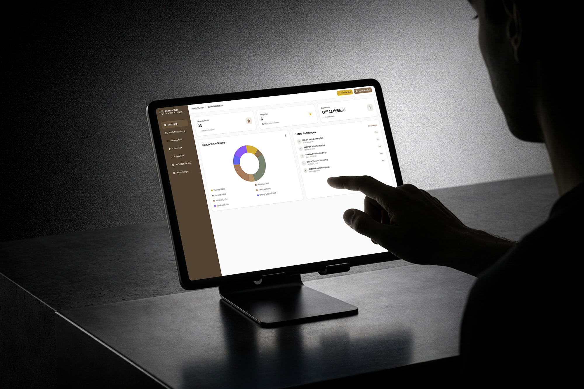 Inventar-Software auf einem Tablet